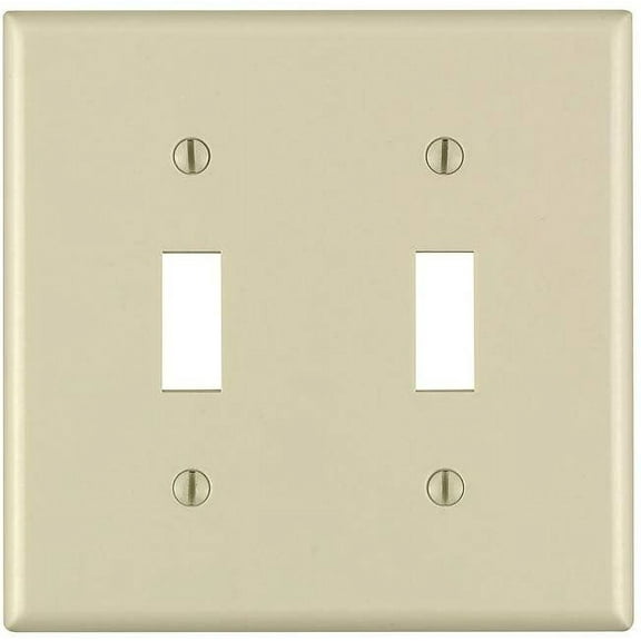Leviton 86009 001-000 2-Toggle Standard Size Wall Plate, 2 Gang, 4.5 in L X 4.56 in W 0.22 in T, Smooth, Pack of 1, Ivory