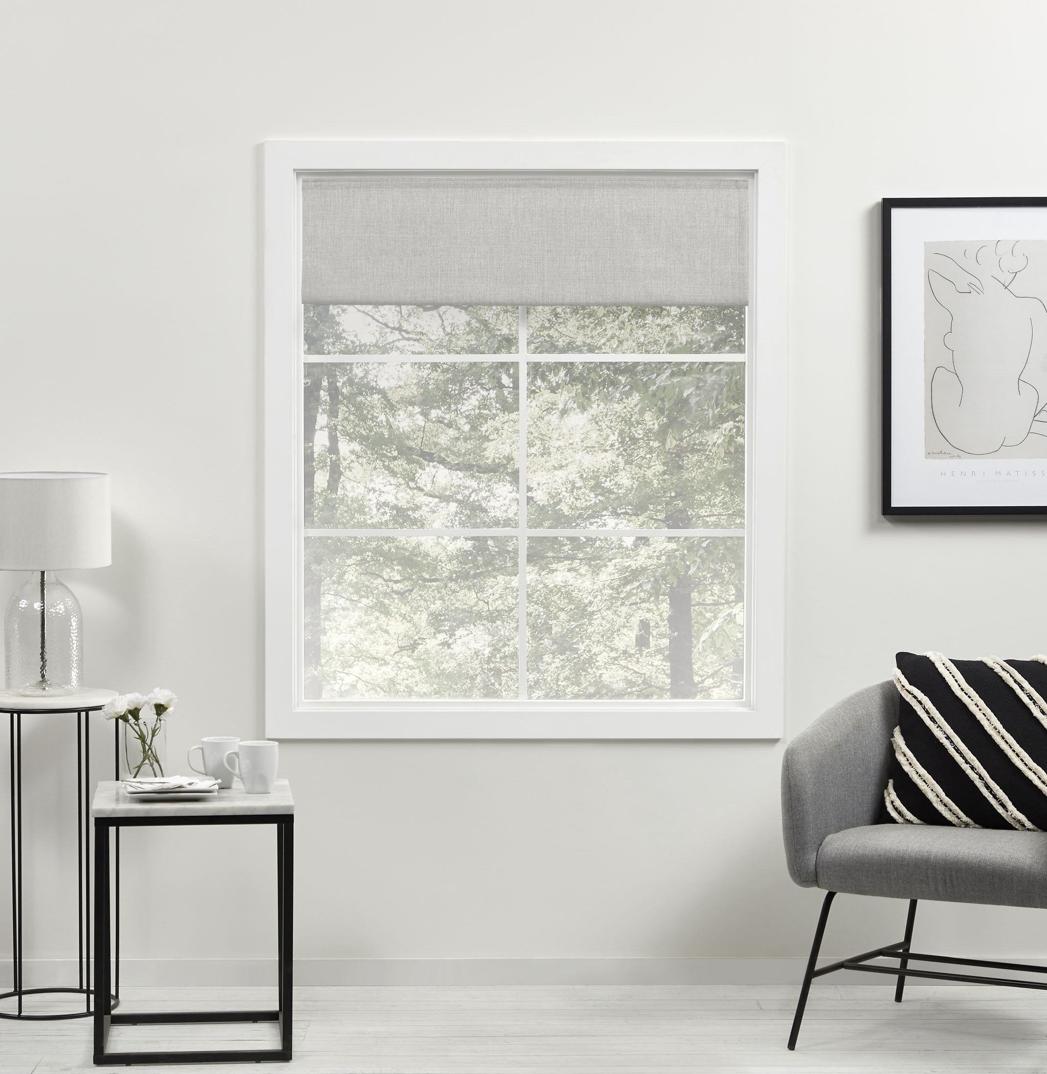 Exclusive Home Thermal Acadia Blackout Roman Shade, Silver, 31"x64"