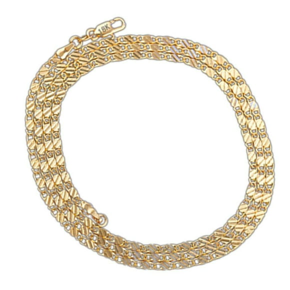 Women Girl Flat Link Curb gold plated cuban Chain 18k Gold Plated Cuban Link Chain Silver Plated Necklace Jewelry Gift