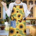 thumbnail image 6 of Green Sunflower Pattern Apron-Garden Aprons for Women with Pockets-Cotton Linen Waterproof Kitchen Cooking Gardening Aprons Adjustable for Kitchen,Cooking,BBQ and Salon 33x27 Inch, 6 of 7
