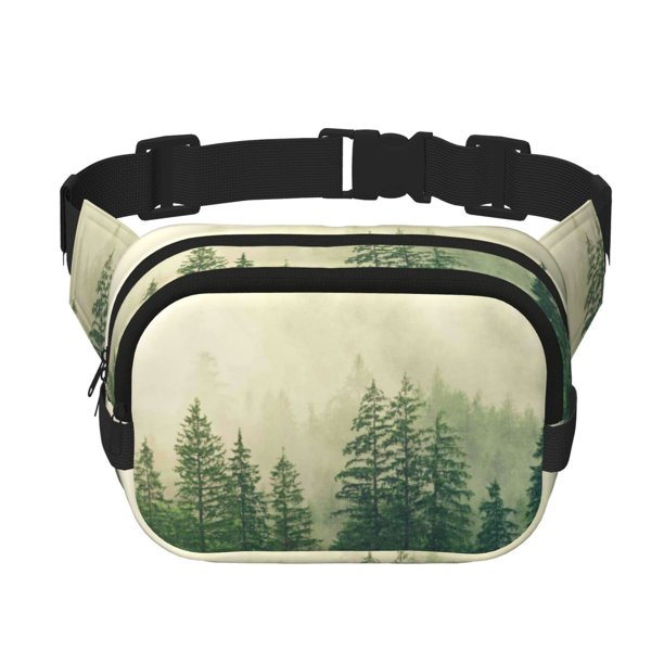 Balery Fog Forest Mochila Cinturón para Mujeres y Hombres, Bolsa de Cintura Impermeable de Doble Capa con Correa