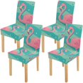thumbnail image 1 of RYLABLUE Housse de Chaise Extensible Flamant Rose Protection de Siège pour Salle à Manger Hôtel Mariage Lot de 4, 1 of 5