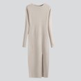 thumbnail image 1 of FcBaudy Longues Robe à Manches à Col Rond pour Femme Chandail Robe Tricotée Tricotée Robe Moulante à Manches Longues pour Femme Jupe Portefeuille Moulante Robe pour Femme, 1 of 7