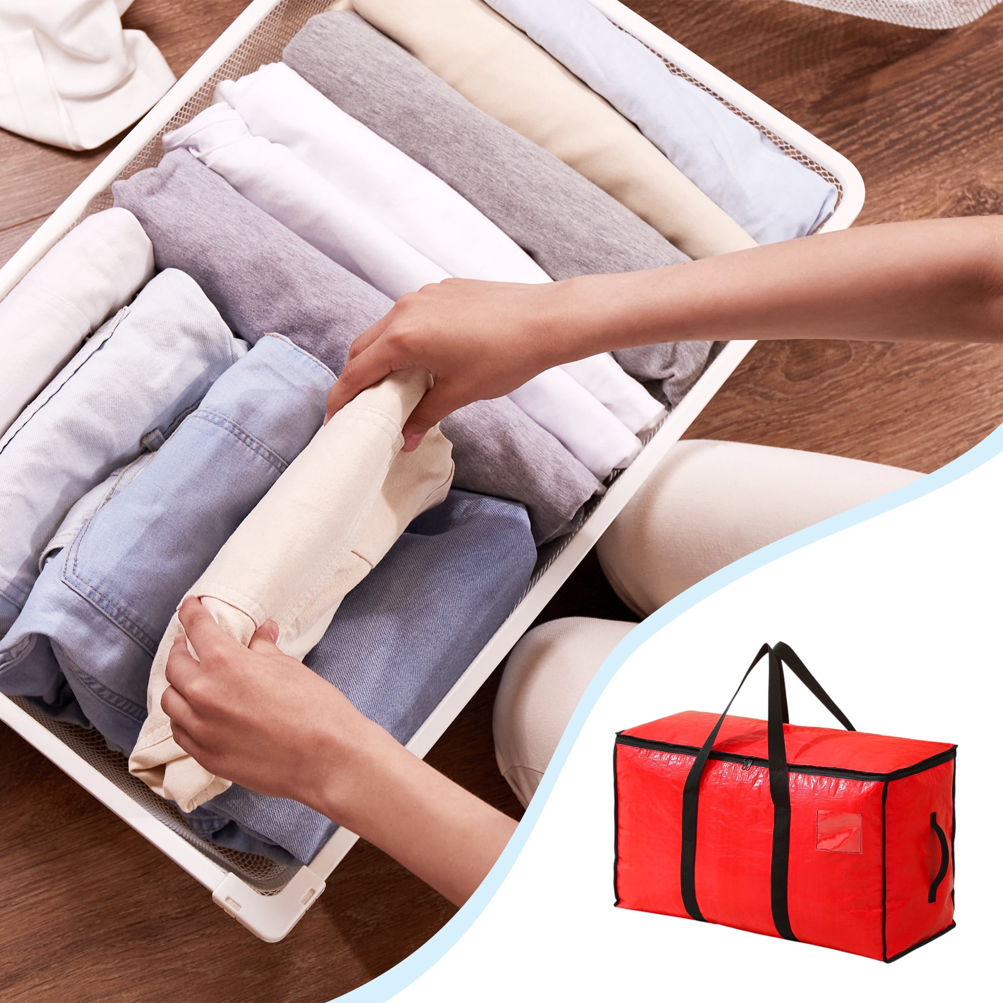 Unique Bargains Durable Storage Bag Storage Bins for Storaging 1Pc Red Size S