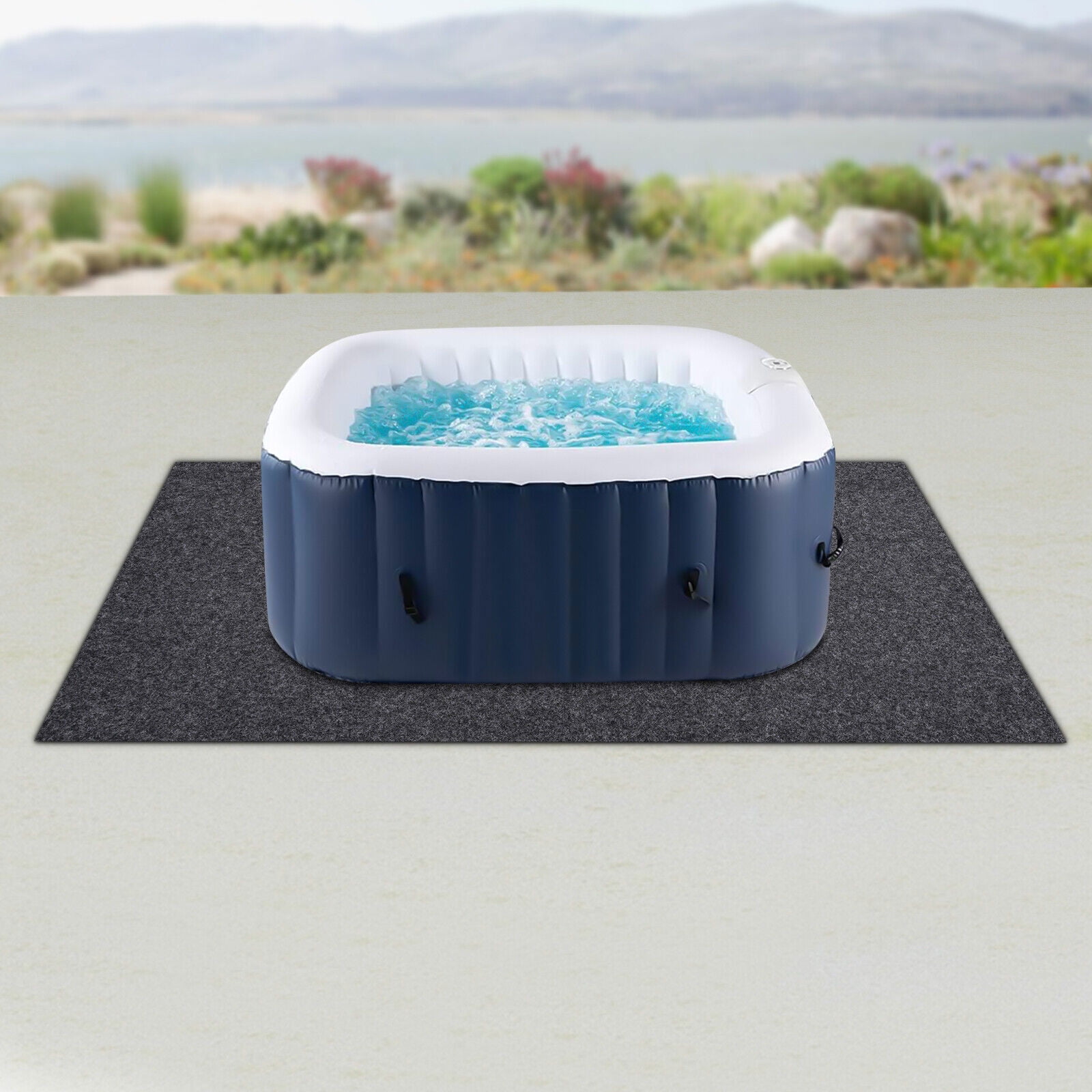 74x72 inch Home Equipment Mat for Protect The Outdoor Hot Tub Pool From Wear Foldabe