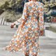 thumbnail image 4 of Moda mujer vendaje pliegue manga larga causal estampado floral vestido largo Fridja  yut4113, 4 of 9