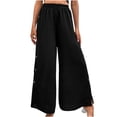 thumbnail image 1 of Wide Leg Pants Woman Summer Casual T Elastic Waist Solid Color Commuting Style Split Pants Work Pants Women, 1 of 7