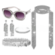 thumbnail image 1 of Accesorios Diadema de lentejuelas con diamantes Gafas Aretes Bufanda de diamantes Pulsera de diamantes Conjunto de 5 piezas, 1 of 2
