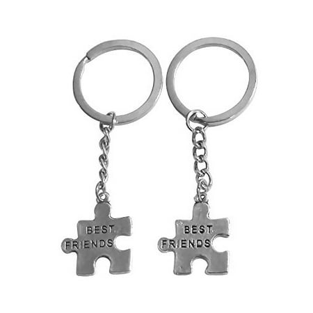 Art Attack Silvertone Puzzle BFF Best Friends Forever Make Up Put It Back Together Matching Keychain Pendant Gift (Best Friends Keychains For Adults)
