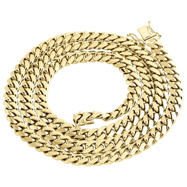 14K Yellow Gold Solid Miami Cuban Link Chain 7mm Box Clasp