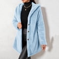 thumbnail image 2 of Enjoytime Fleece Jacket Women Fall Winter Button Down Hooded Teddy Coat Soft Warm Casual Mid Length Long Sleeve Outerwear, 2 of 7