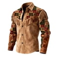 thumbnail image 3 of Telankuip Mens 250th Anniversary USA Shirts Long Sleeve Button down Western Cowboy Style Shirts with Fringes Vintage Patriotic Printing Spring Summer Jacket Top 15-Brown XL, 3 of 5