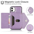 thumbnail image 2 of Dteck Case for Apple iPhone 12 mini 5.4-inch,Luxury Leather Wallet Case Magnetic Flip Card Holder Slots Back Protective Kickstand Phone Cover with Shoulder Strap (about 1.4m),Lightpurple, 2 of 5