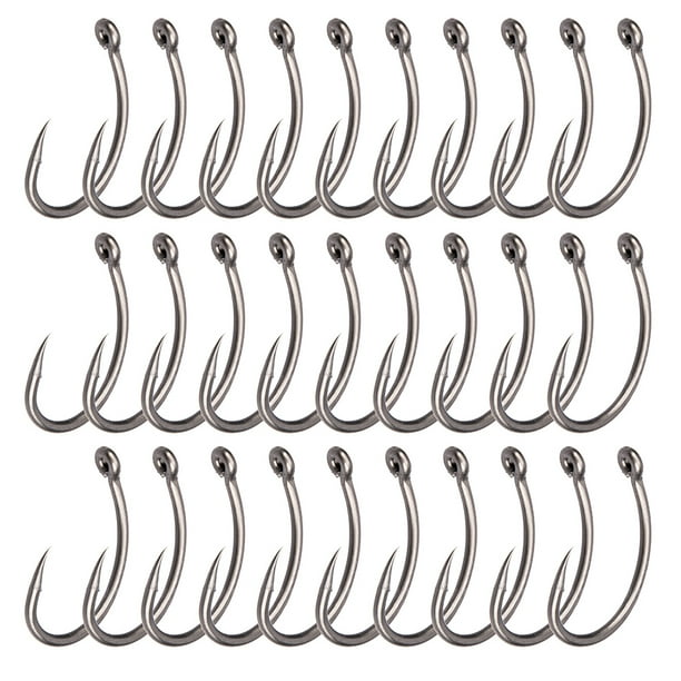 30Pcs 6 # / 8 # / 10 # Ganchos de curva PEFT Anzuelos de púas Carpa Ganchos de pesca Aparejos de pes Abanopi Anzuelos de pesca