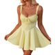 thumbnail image 2 of Vestido Mini de Encaje Y2k para Mujer, con Volantes en el Dobladillo y Lazo en la Espalda, Vestido Corto Fluido de Corte A, Vestido Ajustado para Fiesta y Club. Amarillo L, 2 of 10