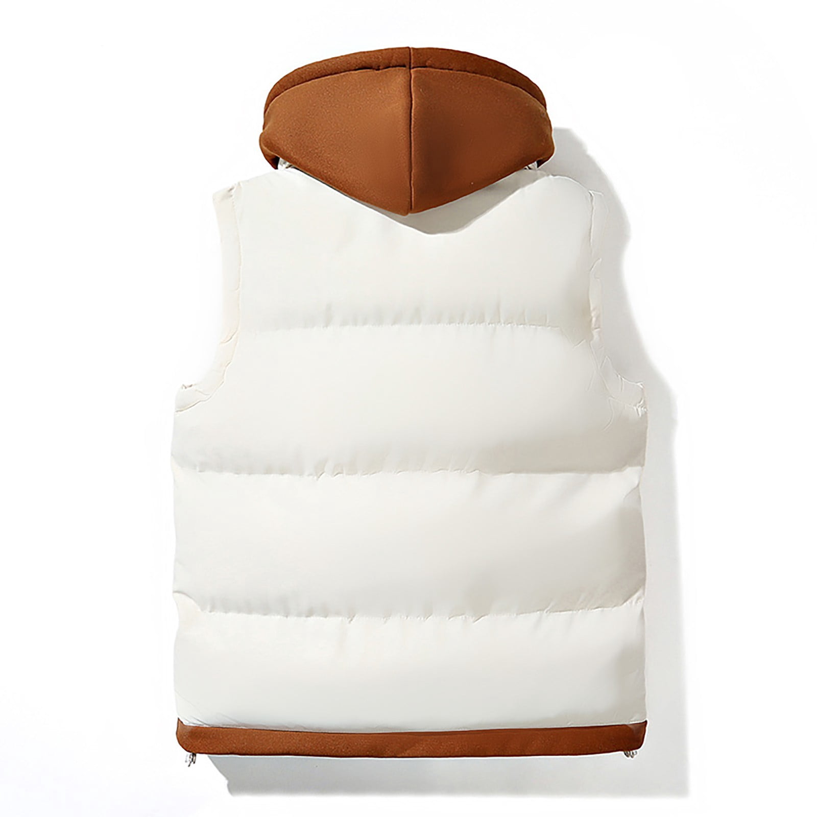 dzxyzu Men's Vest Lined Puffer Hooded Vest Outdoor Quilted Winter Vest Drawstring Waistcoat Sleeveless Hooded Cargo Jacket Padded Vest Sports Waistcoat Coat for Travel Hiking Running - White
