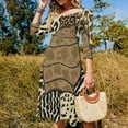 thumbnail image 4 of Animal Print Patchwork Textile Sweetheart Knot Flared Dress Fashion Design Large Size Loose Dress Spring Summer Women Dress, 4 of 9