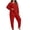 Red, variant on Inleife Women's Plus Size Solid Color Long Sleeve Lounge Set, Round Neck Top with Pocket and Cuffed Jogger Pajama Suit
