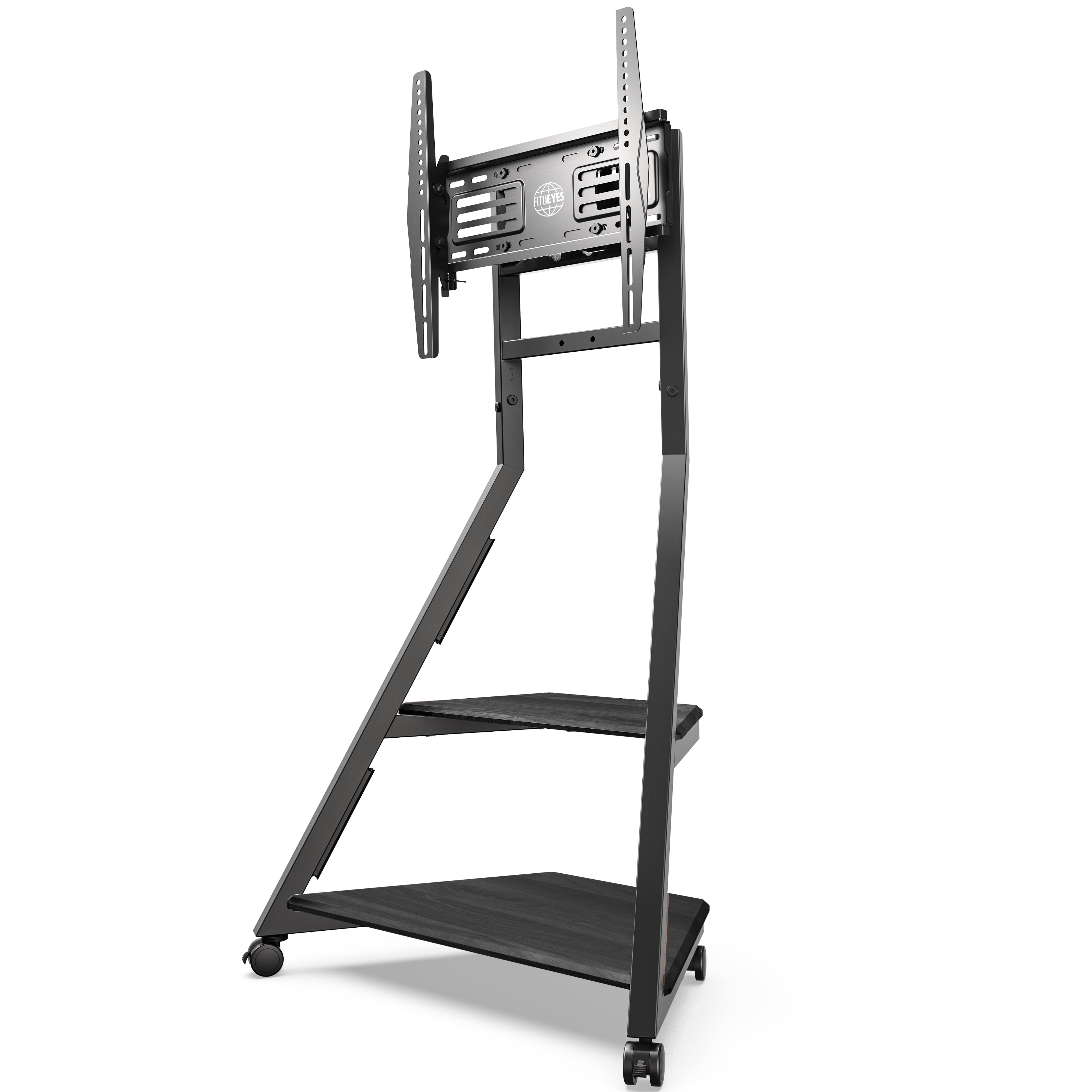 FITUEYES Design Corner TV Stand for 32 43 50 55 65 Inch TV, Rolling TV Stand for Bedroom, Living Room, Study Room and More, Mobile TV Stand with Wooden Storage Shelves, Eiffel Series.