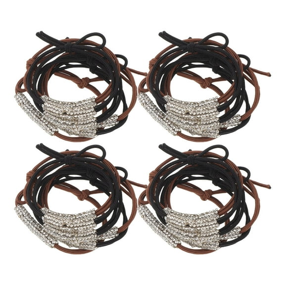 Raindrops 24Pcs Elastic Hair Ties with Rhinestone Embellishment Multicolor Scrunchies for Formal and Casual Wear