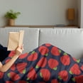 thumbnail image 3 of Fruits Soft Flannel Fleece Throw Blanket, Simplistic Apple Graphic Summer Forest Food on Dark Indigo Backdrop, Cozy Plush for Indoor and Outdoor Use, 50" x 60", Vermilion and Lime Green, by Ambesonne, 3 of 5