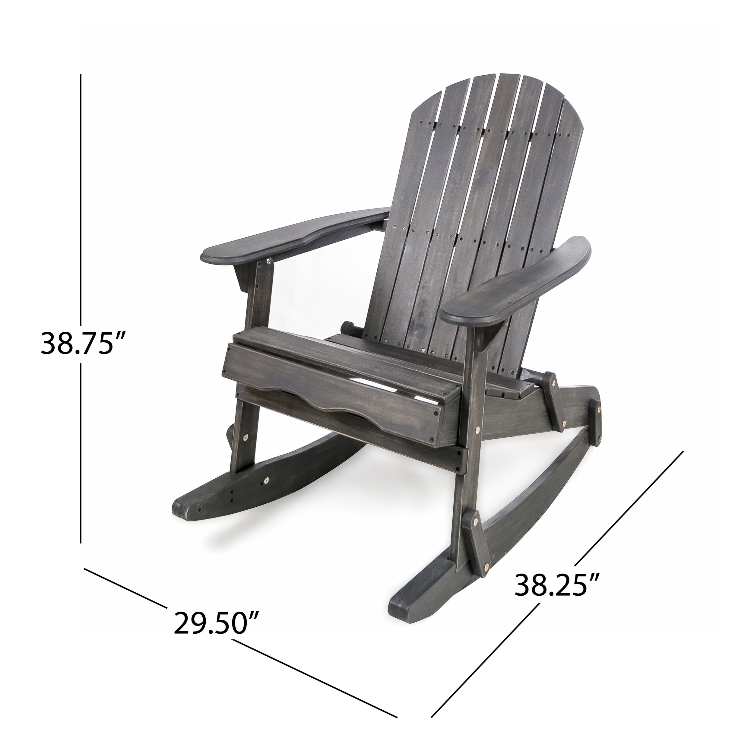Noble House Outdoor Acacia Wood Adirondack Chairs - Set of 2, Dark Grey