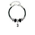 thumbnail image 2 of Delight Jewelry Silvertone Black Number - 3 Grandmother Celtic Knot Leather Bead Bracelet, 7"+2" Extender, 2 of 4