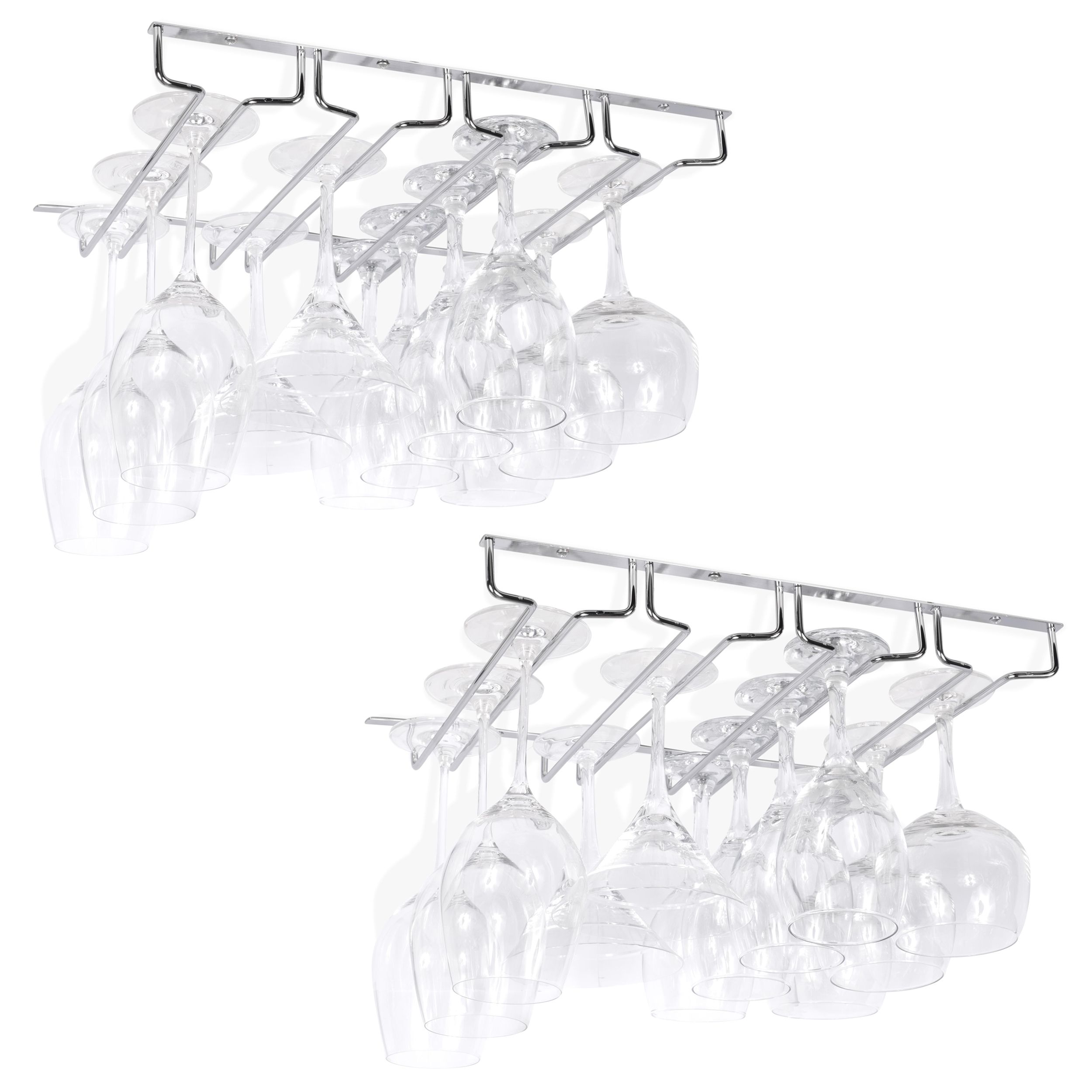 Wallniture Pinot Wine Glass Rack Under Stemware Glasses Holder