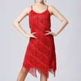 thumbnail image 5 of TIHLMK Sequin Party Dresses for Women Women's Flapper Dresses 1920s Gatsby Sequins Tassels Cocktail Latin Dance Ballroom Dress Red Sleeveless Mini Dress, 5 of 9