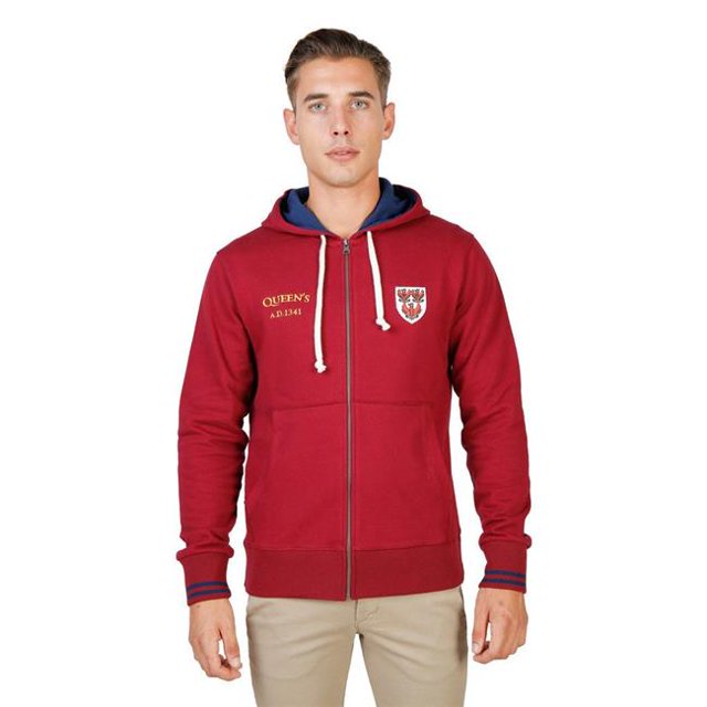 Oxford University QUEENS-HOODIE-RED-Red-S Queens Mens Sweatshirt, Red - Small