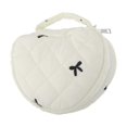 thumbnail image 1 of Bolsa de maquillaje bordada en forma de corazón con lazo para viajar, poliéster beige, 1 of 6