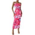 thumbnail image 1 of Vestido PRETTYGARDEN Maxi Bodycon Strapless Floral Rosa Rojo XL, 1 of 7