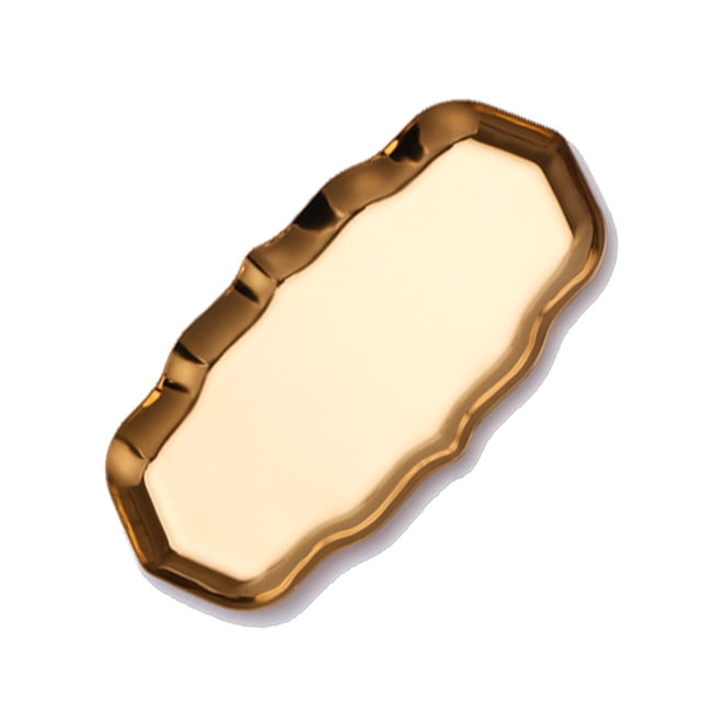 Bewildely Bandeja de cosméticos, collar, anillo, brazalete, placa de exhibición de joyería, organizador de frutas, espejo, chapado en Metal Type2 NO2 Bewildely HA061066-02