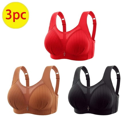 GENGING Bralette for Women 3PC Women Bras Ladies Clearance Plus Size Behind Buckle Comfortable Saved ItemsBreathable Exhaust Base Non-Steel Ring Non-Magnetic Buckle Underwear