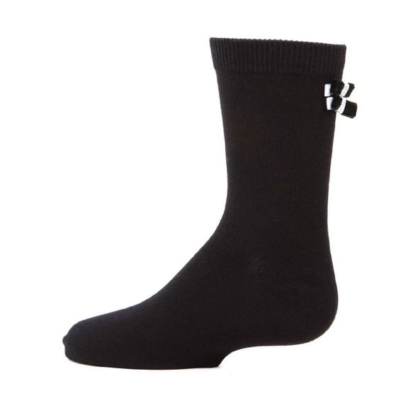 MeMoi Black Tie Affair Cotton Blend Crew Socks - Girls - Female, 10, Black