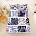 thumbnail image 5 of jejeloiu Retro Floral Bed Sheets For Girls,Patchwork Pattern Full Size Sheets,Purple Black White,4pcs,1 Flat Sheet, 1 Fitted Sheet and 2 Pillowcases, 5 of 6