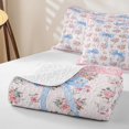 thumbnail image 4 of Erosebridal Blue Ribbon Bow Twin Quilt Set for Girls Women,Romantic Floral Roses Twin Coverlet Set for Teens Adults, 4 of 7