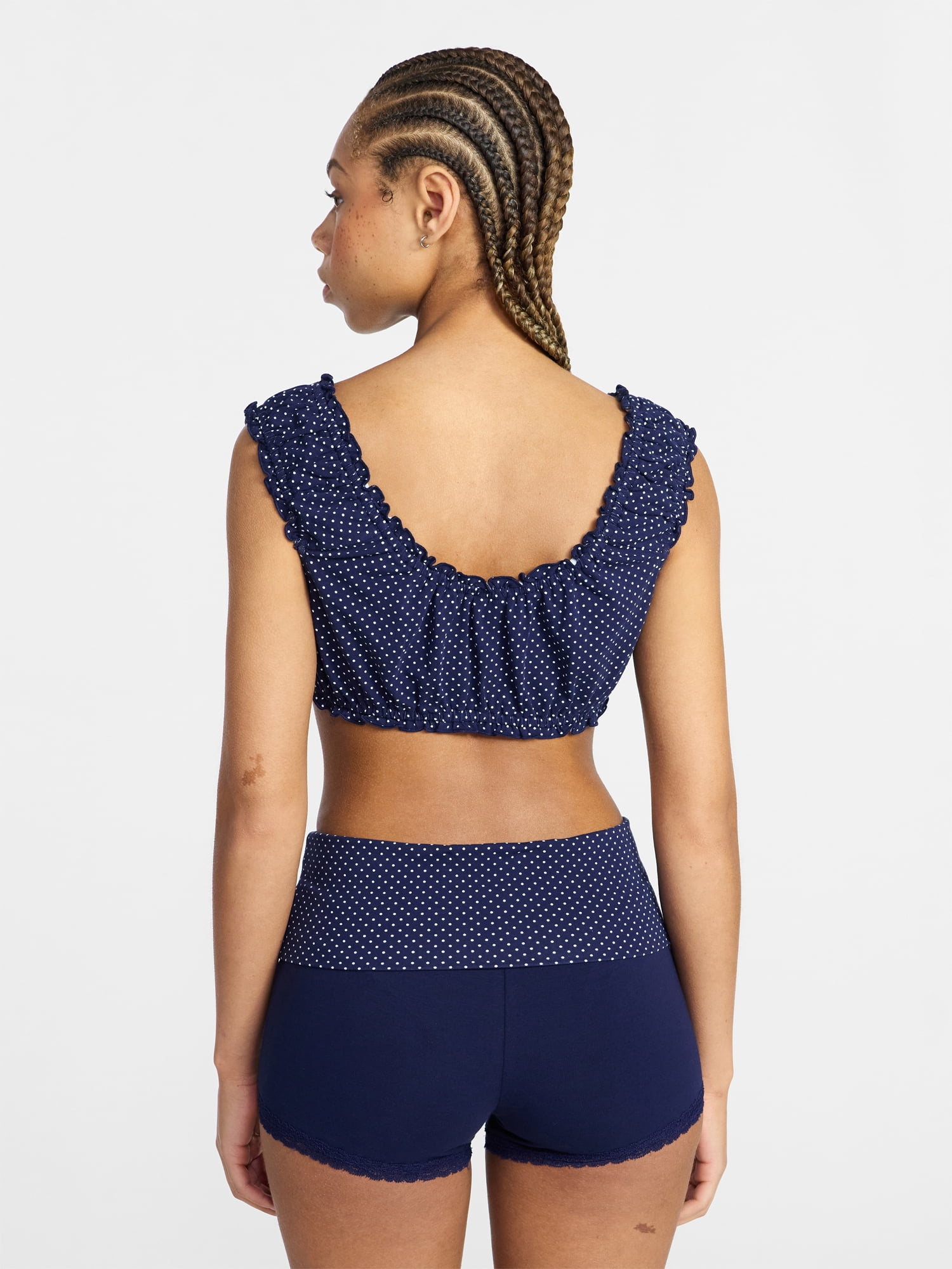 No Boundaries Bralette and Foldover Shorts Sleep Set, 2-Piece, Women's XS-XXL