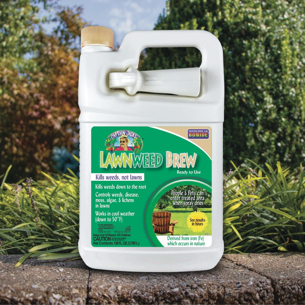 Bonide Captain Jack's Lawnweed Brew, 128 oz Herbicide Spray, Controls Weeds, Moss, Algae, Lichens