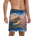 thumbnail image 2 of Pofeuu Cherry Blossoms Print Men's Soft Woven Elastic Waistband Sleep Pajama Short-Small, 2 of 6