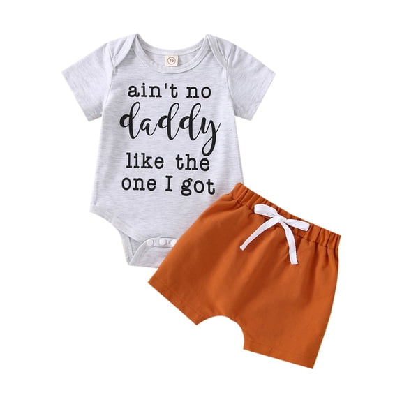 Bagilaanoe Newborn Baby Boys Summer Outfit Short Sleeve Letter Print Romper Tops   Drawstring Shorts 3M 6M 12M 18M 24M Casual Set
