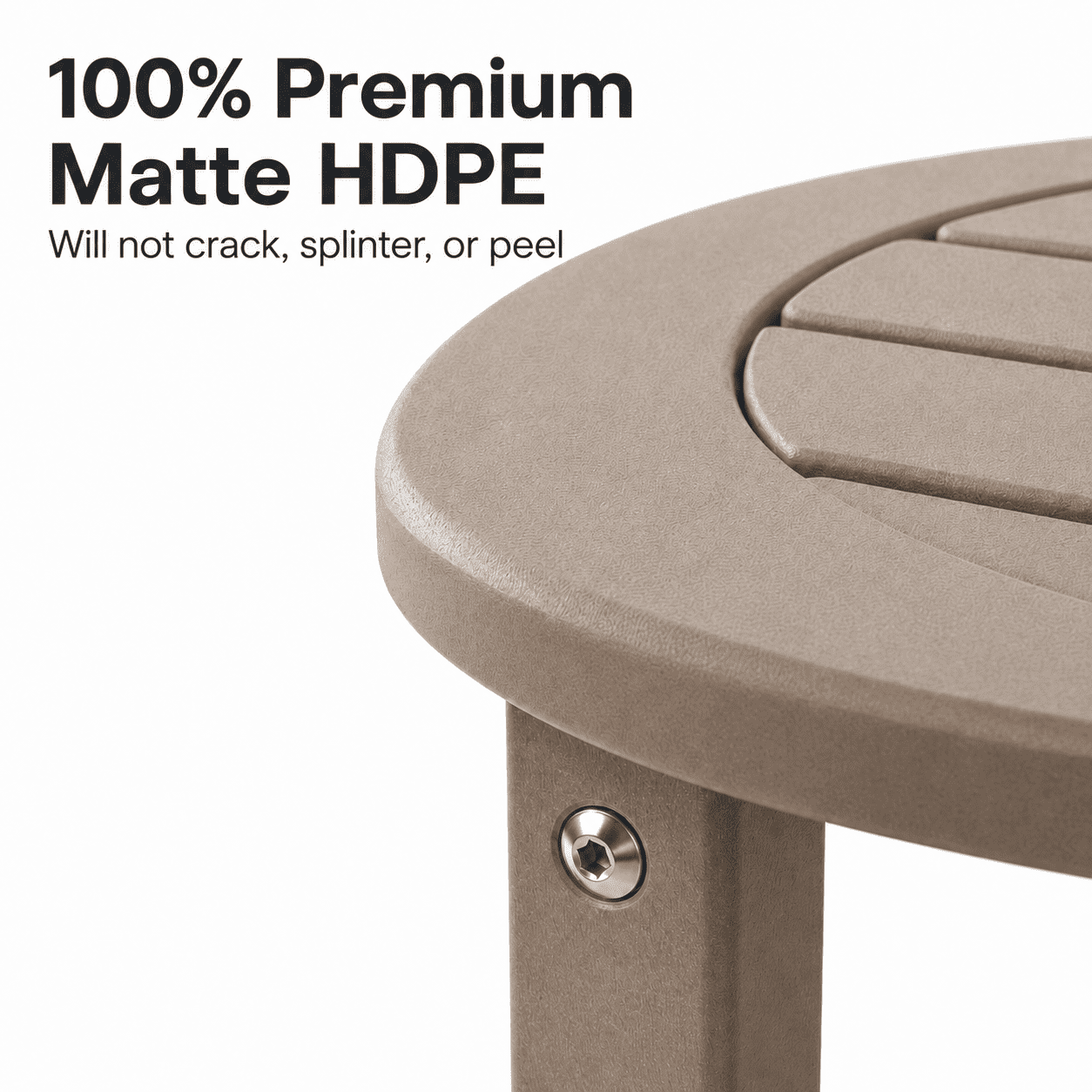 HDPE All-Weather Outdoor Side Table, 15.94×15.94×17.71 Inch Compact Patio End Table, Lightweight Weatherproof Small Side Table for Balcony Porch Poolside
