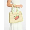 thumbnail image 5 of No Boundaries Women's Beach Icons Mini Straw Tote Bag, Natural with Strawberry Embroidery, 5 of 5