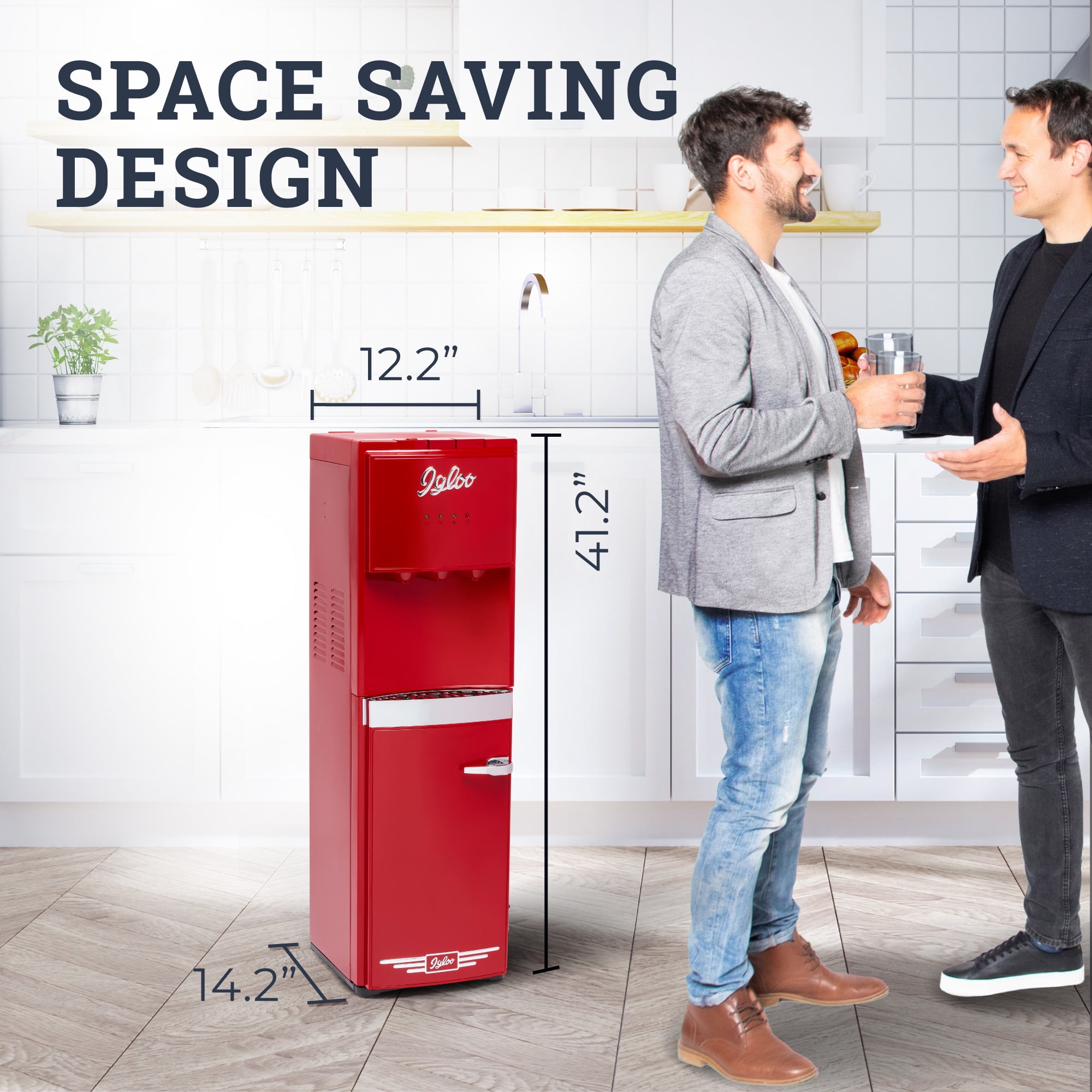 Igloo Retro Water Cooler, Bottom-Load Water Dispenser for 3-5 gal Bottles with Child Safety Lock, Retro Red