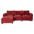 thumbnail image 3 of WestinTrends Augusta 99" Modular Chenille L-Shaped Sectional Sofa and Chaise With USB/Type-C Ports and Side Pockets, Red, 3 of 15