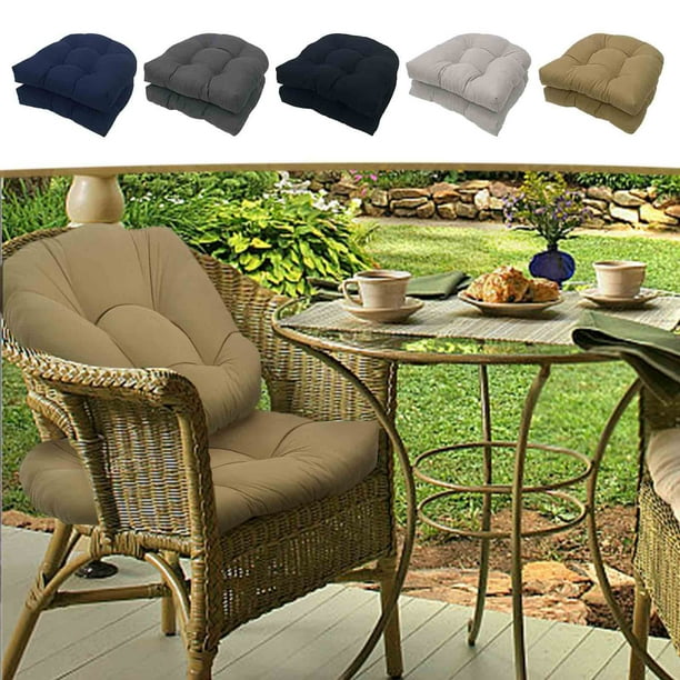 Clearance XEOVHV Patio Cushions Outdoor Chair Pads Premium Comfortable Thick Fiber Fill Tufted 19 x 19 Seat Cover 2 Pack Navy