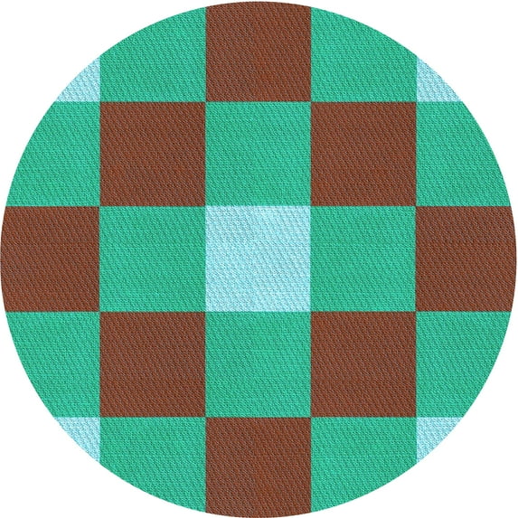 Ahgly Company Indoor Square Patterned Turquoise Green Area Rugs, 3' Square