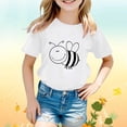 thumbnail image 2 of Tfken Summer Girls Tshirts Crew Neck Short Sleeve Bee Print Tops For Festival Casual Trendy Toddler Soft Tops Green Size 6-7 Years, 2 of 4