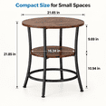thumbnail image 3 of Round Side Table, 2-Tier Modern End Table with Storage Shelves, Industrial Accent Nightstand Telephone Table for Living Room Bedroom Small Spaces, 3 of 8