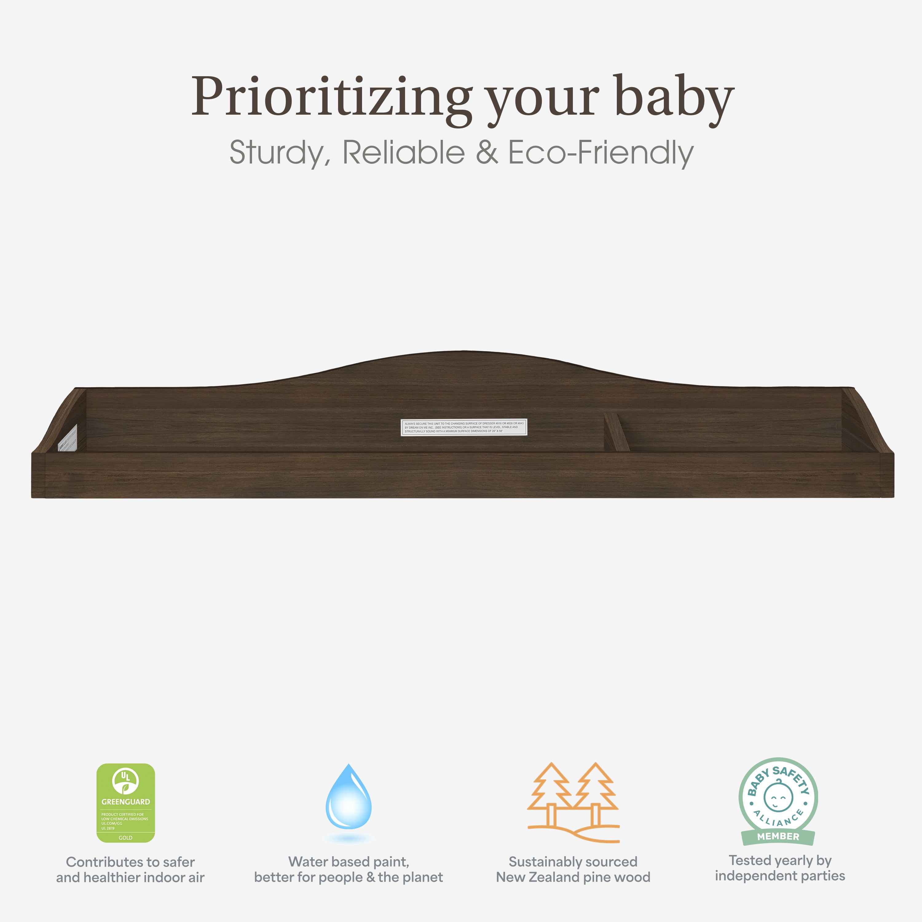 Evolur Changing Tray in Antique Brown, Space Saver